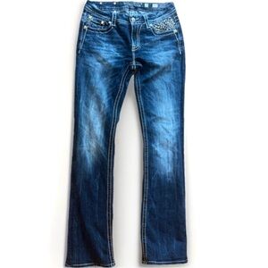 MISS ME Low Rise Bootcut Jeans Rhinestone Stud Pocket Size 29 Y2K 33 Inseam